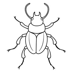 Rhinoceros beetle line art vector illustration