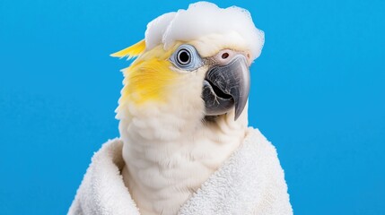 Obraz premium Playful Parrot with Soap Suds