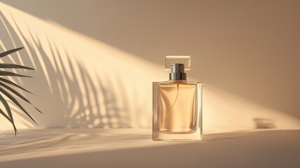 Elegant Perfume Bottle with Natural Light and Shadows