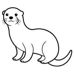 Sea otter line art vector illustration 