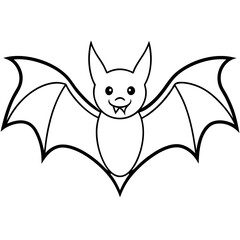 Vampire bat line art vector illustration