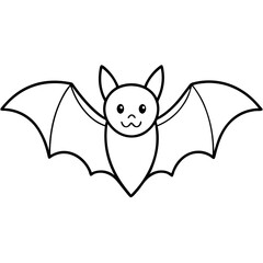 Vampire bat line art vector illustration