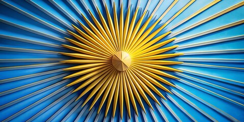 Obraz premium Minimalist Sunburst Background in Blue and Yellow for Creative Designs and Artwork