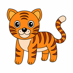Bengal tiger kawaii art vector illustration 