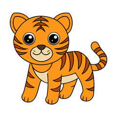 Bengal tiger kawaii art vector illustration 