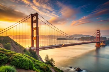 Fototapeta premium Minimalist Views of California's Golden Gate Bridge in Soft Light