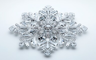 Gorgeous snowflake with unique designs against a smooth white backdrop, illustrating the elegance and craftsmanship of natures work