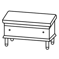 Storage bench line art vector illustration 