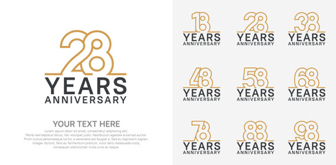 Anniversary logo set vector design, brown color for celebration event