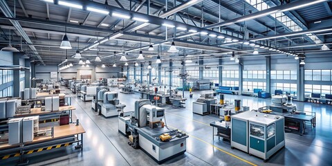 Modern Factory Interior with High-Tech Milling Machines for Urban Exploration Photography