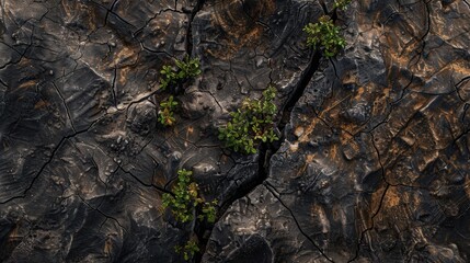 Resilient Greenery on Charred Earth Surface