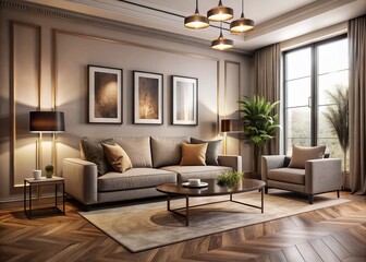 Modern Living Room Three Frame Mockup for Interior Design Inspiration