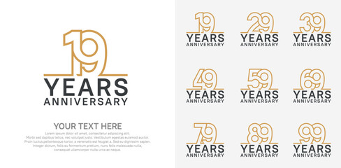 Anniversary logo set vector design, brown color for celebration event