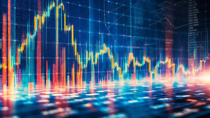 A currency chart comes to life with vivid lines and glowing dots against a simple backdrop. This striking visualization captures market volatility, reflecting the dynamic energy of the financial world
