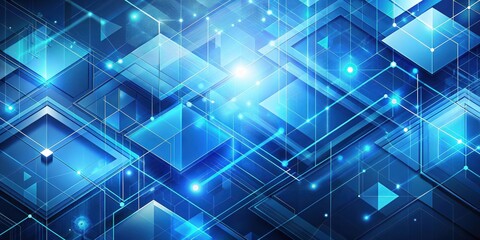 Blue abstract geometric shapes on a technology themed background, blue, geometric, abstract, shape, technology, background