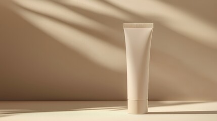 Minimalist Cream Tube on Soft Surface with Shadows