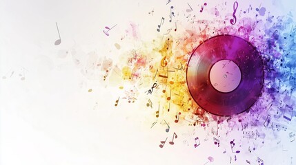Artistic Audio Visualization Showing Vinyl Record with Dynamic Rainbow Paint Explosion and Musical Energy