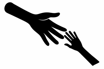 
Helping Hands vector silhouette, togetherness idea silhouette, black color isolated on white background