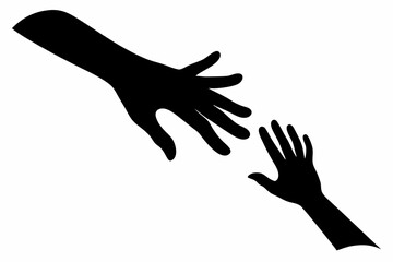 
Helping Hands vector silhouette, togetherness idea silhouette, black color isolated on white background