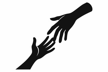 
Helping Hands vector silhouette, togetherness idea silhouette, black color isolated on white background
