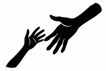 
Helping Hands vector silhouette, togetherness idea silhouette, black color isolated on white background
