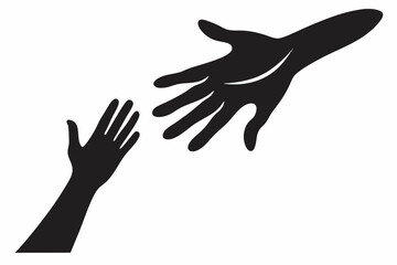 
Helping Hands vector silhouette, togetherness idea silhouette, black color isolated on white background