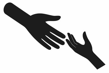 
Helping Hands vector silhouette, togetherness idea silhouette, black color isolated on white background