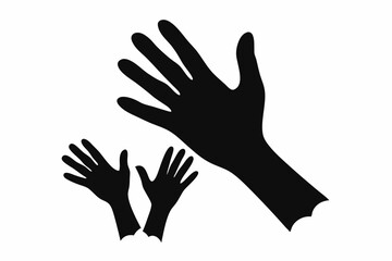 
Helping Hands vector silhouette, togetherness idea silhouette, black color isolated on white background