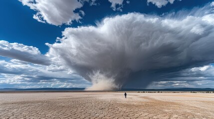 Dramatic Cloud Formation Over Desert Landscape