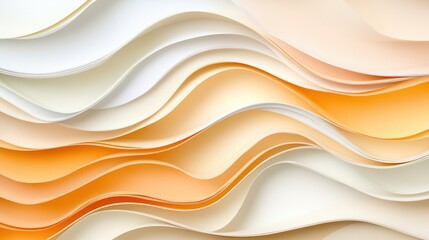 Obraz premium Soft, wavy paper layers in cream and orange shades on a textured background.