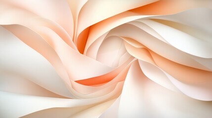 Swirling abstract fabric in soft peach and white shades, elegant and modern design.