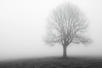 Thick White Fog in Nature Background