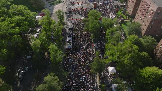 Establishing shot of Brooklyn's West Indian Day Parade