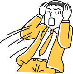 後ずさりして驚く男性