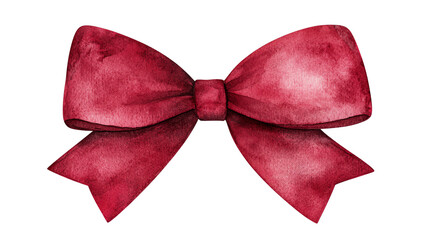 Elegant red watercolor bow, perfect for adding a festive touch to any design or decoration. Ideal for invitations and crafts.