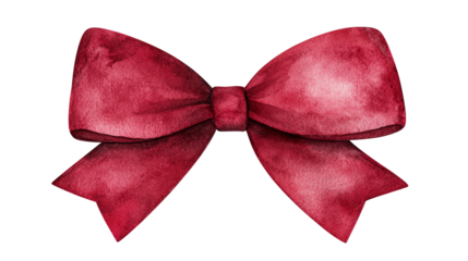 Elegant red watercolor bow, perfect for adding a festive touch to any design or decoration. Ideal for invitations and crafts.
