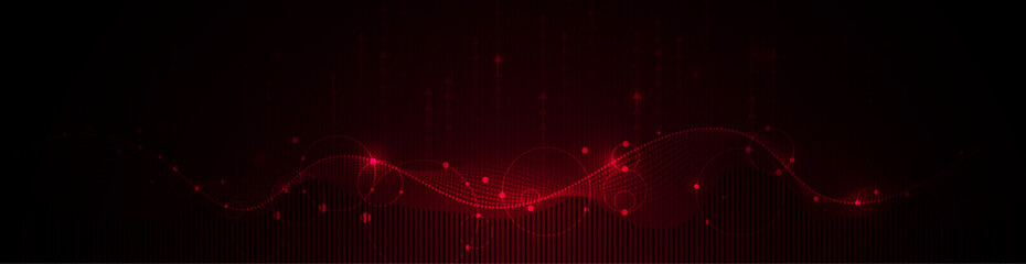 Illustration abstract red background, element with light line pattern, geometric shape, red cyber space background. Vector digital network communication, futuristic data technology, connect concept
