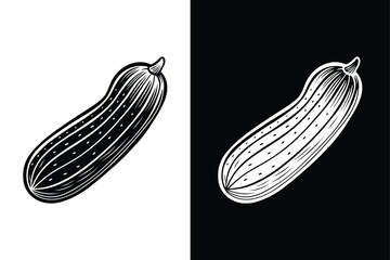Cucumber Vector Silhouette.Fresh and Simple Icon Illustration
