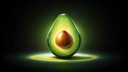 Night Photography of Avocado Vector Illustration on Transparent Background for Culinary Designs