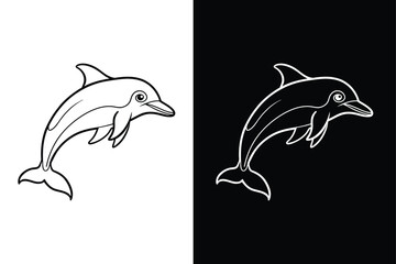 Dolphin Line Art. Stylish Vector Icon for Sleek Illustrations