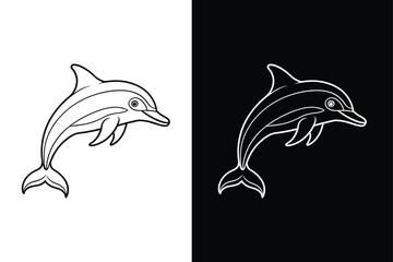 Graceful Dolphin Line Icon. Vector Illustration for Modern Designs
