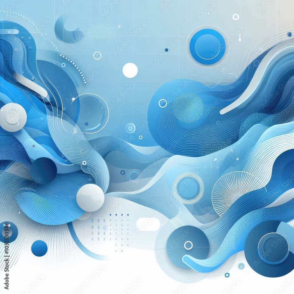 Aufkleber Create a modern digital background using shades of blue, featuring abstract shapes and flowing forms. Incorporate varying textures and gradients to add depth, while maintaining a balanced, harmonious 