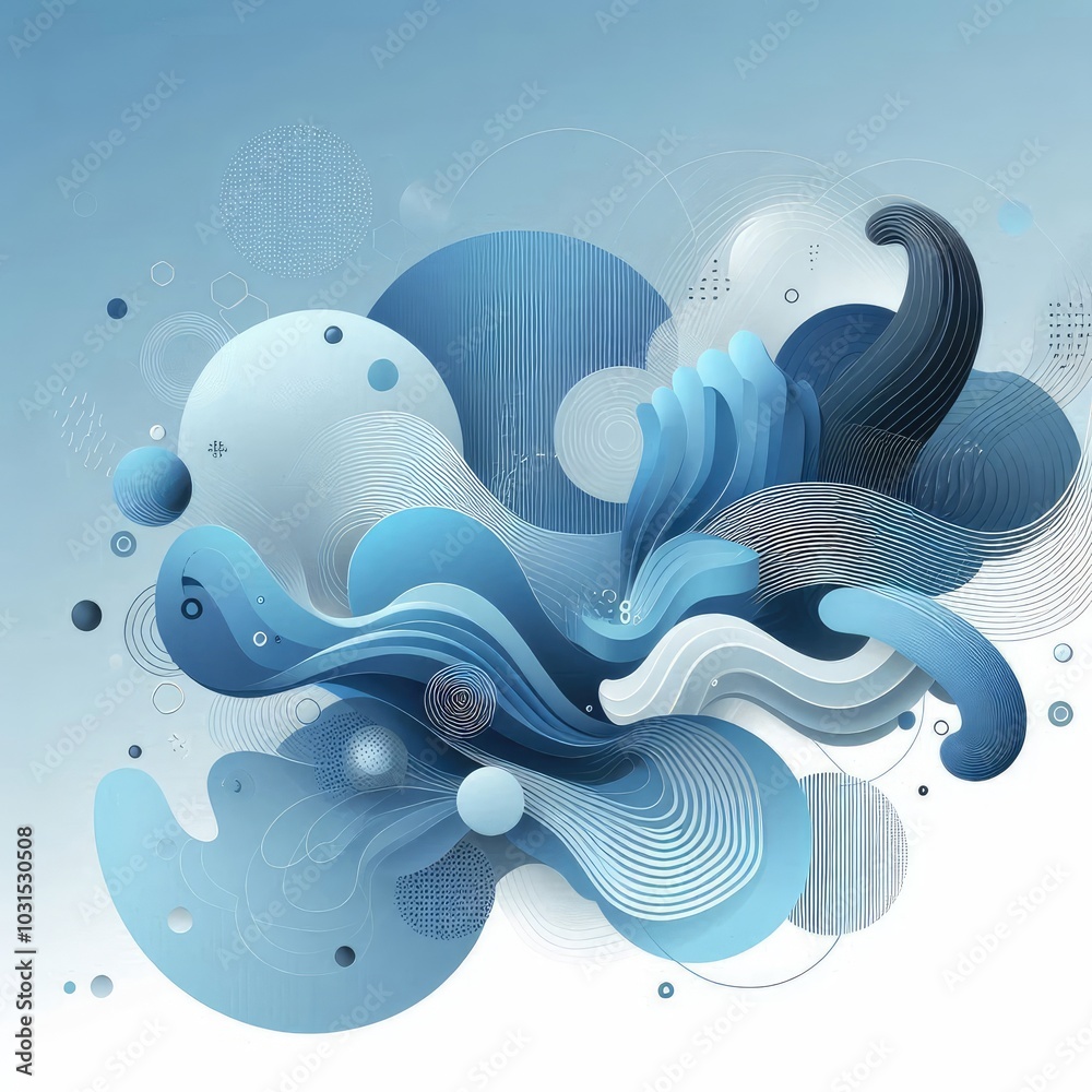 Aufkleber Create a modern digital background using shades of blue, featuring abstract shapes and flowing forms. Incorporate varying textures and gradients to add depth, while maintaining a balanced, harmonious 
