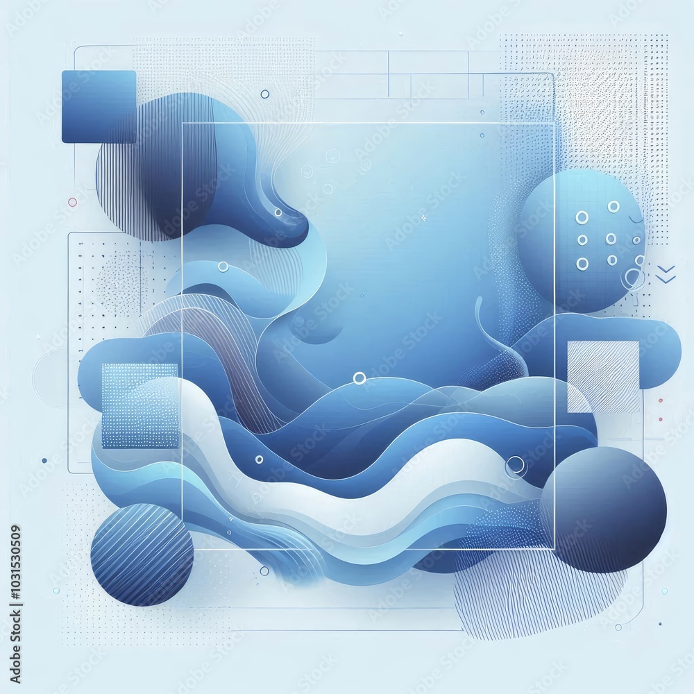 Aufkleber Create a modern digital background using shades of blue, featuring abstract shapes and flowing forms. Incorporate varying textures and gradients to add depth, while maintaining a balanced, harmonious 