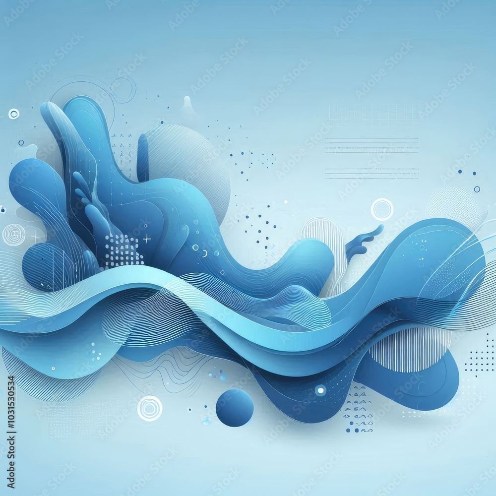 Aufkleber Create a modern digital background using shades of blue, featuring abstract shapes and flowing forms. Incorporate varying textures and gradients to add depth, while maintaining a balanced, harmonious 