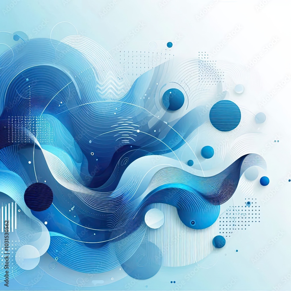 Aufkleber Create a modern digital background using shades of blue, featuring abstract shapes and flowing forms. Incorporate varying textures and gradients to add depth, while maintaining a balanced, harmonious 