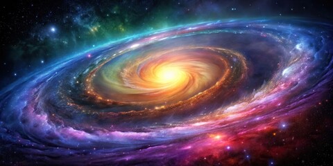 Spiral galaxy with vibrant colors and swirling arms , space, astronomy, cosmos, universe, stars, nebula, celestial