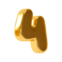 Number 4. Four Number sign gold color. Realistic 3d design in metal style. Isolated on white background. vector illustration