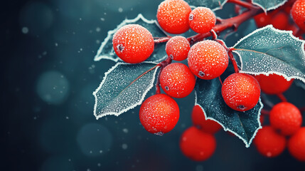 Frosty Holly Macro: Vibrant Christmas Red & Green