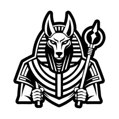 Anubis staff icon in solid style 